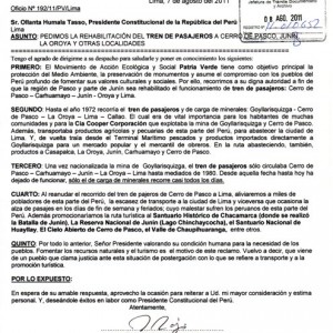 DOC. De reclamo al Presidente Ollanta Humala